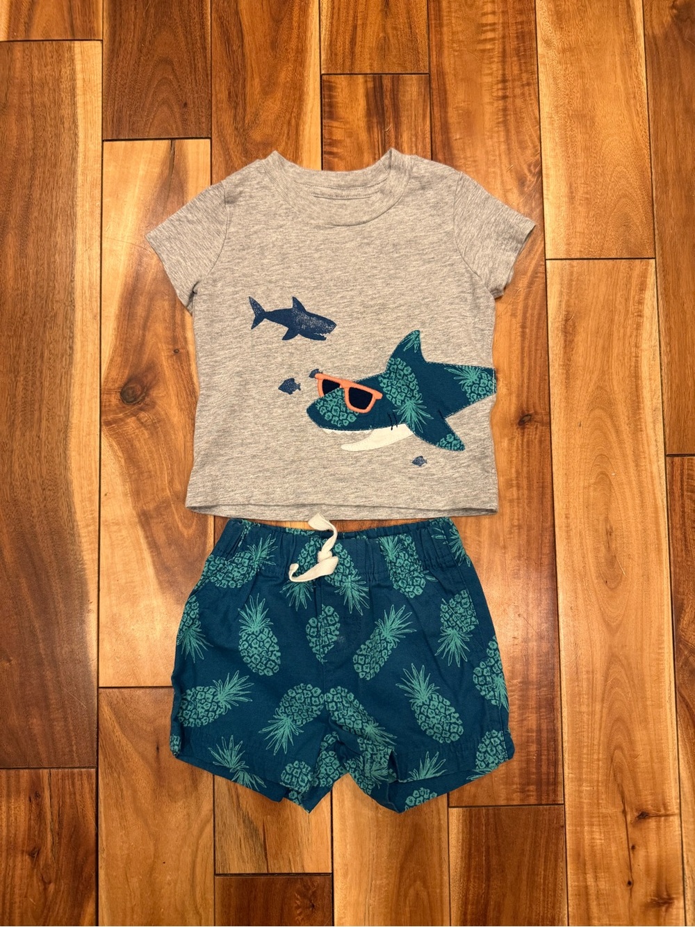 Carter's Gray Tee with Teal Shark Graphic - Infant